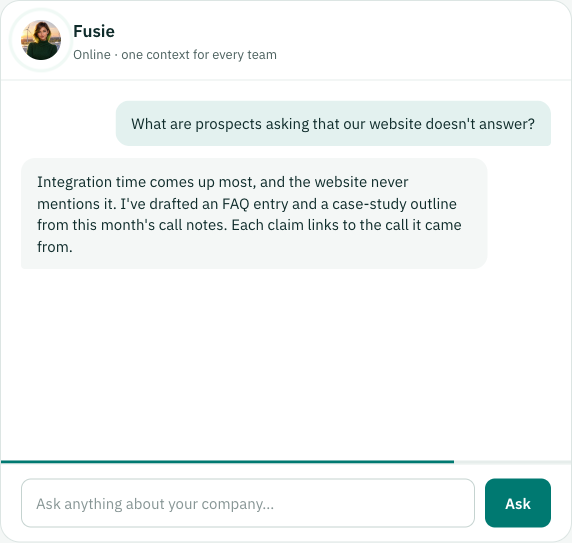 Fusie answering what prospects ask that the website does not
